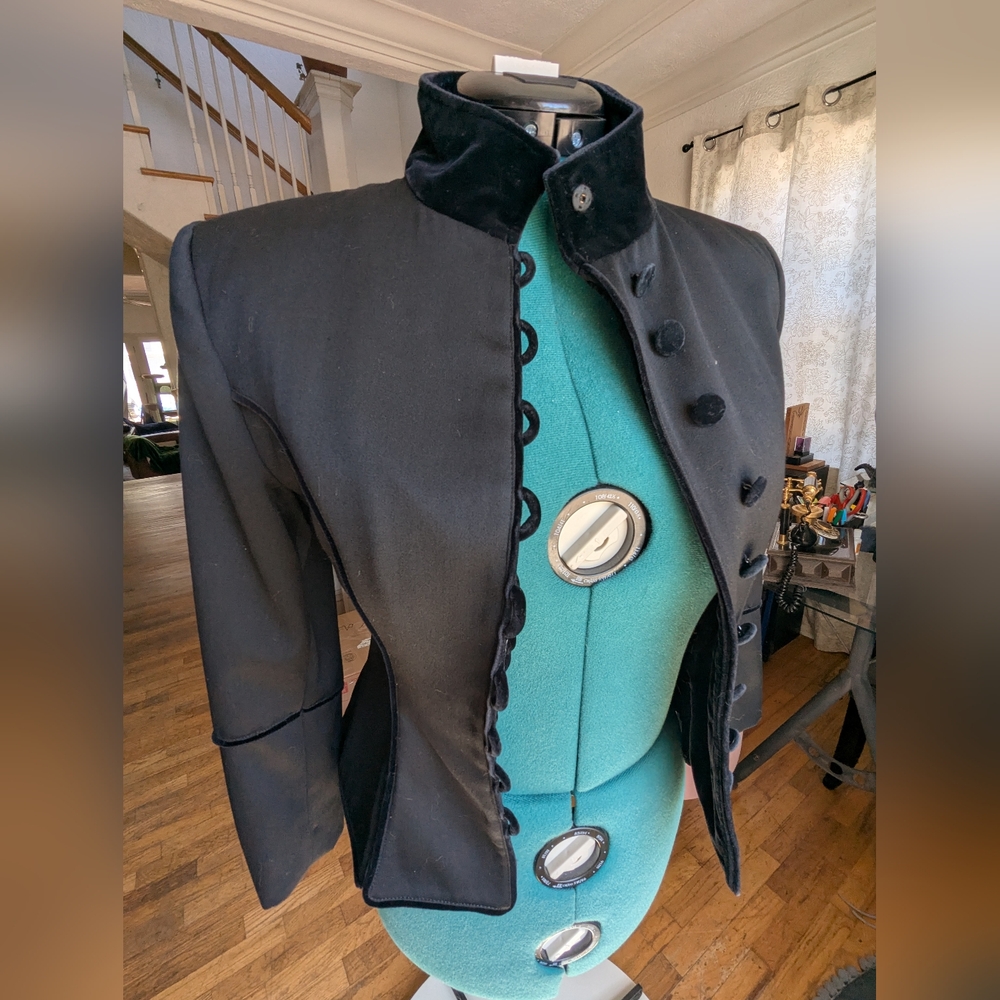 Elegant Black Velvet Trim Jacket